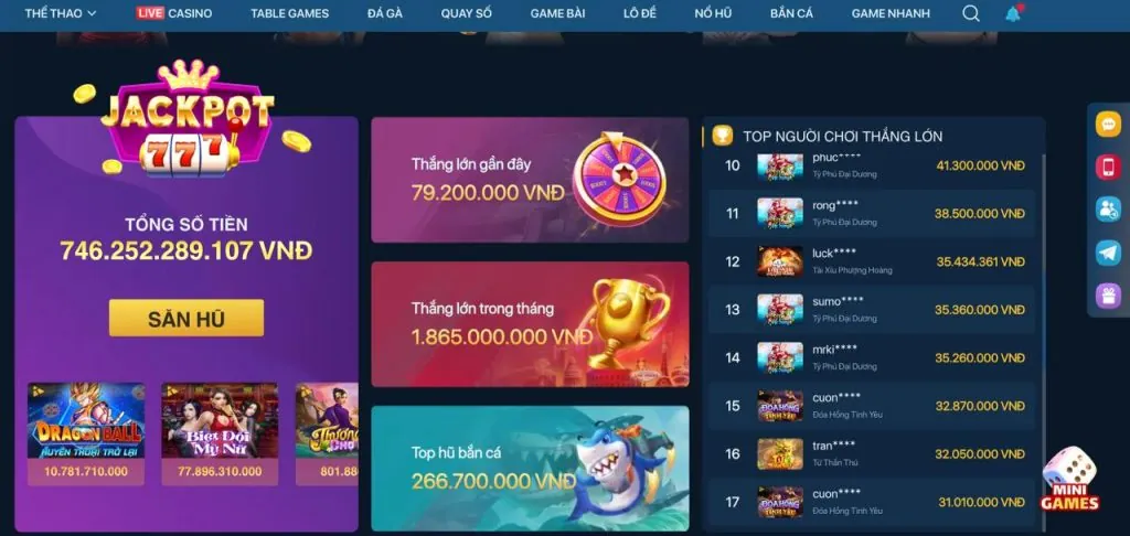 Giao diện tổng quan trò chơi bắn cá VN58 VIP